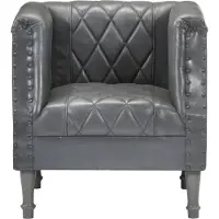 The Living Store Fauteuil Gris Véritable cuir de chèvre