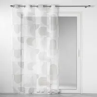 Douceur d'intérieur Douceur d'Intérieur, Voilage à Oeillets (140 x 240 cm) Esquisse Blanc, Voile Sablé Imprimé