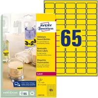 Avery Zweckform - Adhésif amovible - jaune fluo - 38.1 x 21.2 mm 1625 étiquette(s) (25 feuille(s) x 65 étiquettes