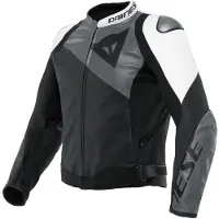 Dainese Blouson de cuir pour moto Sportiva, noir/gris/blanc, 46