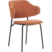 Beliani Lot de 2 chaises de salle à manger garnies de tissu orange pieds en métal noir sans accoudoirs dossier arrondi design contemporain moderne