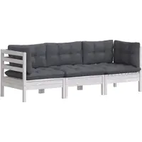 vidaXL Canapé de jardin 3 places avec coussin anthracite pin massif