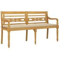vidaXL Banc Batavia avec coussin beige 150 cm bois massif teck