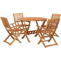 vidaXL Ensemble de jardin 5 pièces en bois massif d'acacia