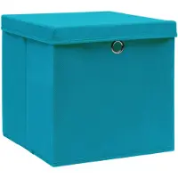 vidaXL Boîtes de rangement avec couvercles 10 pcs. 28x28x28 cm bleu bébé