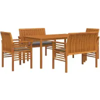 vidaXL Ensemble de jardin 5 pièces avec coussins Bois massif Acacia
