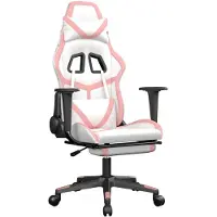 vidaXL Chaise de jeu avec massage & repose-pieds Blanc & Rose Similicuir