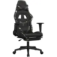 vidaXL Chaise de jeu avec repose-pieds de massage noir camouflage similicuir