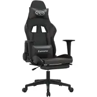 vidaXL Chaise de jeu avec massage & repose-pieds Noir & Gris Similicuir