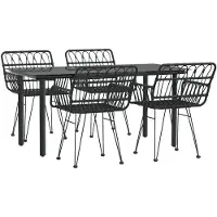 vidaXL Ensemble de jardin 5 pièces noir Poly rotin