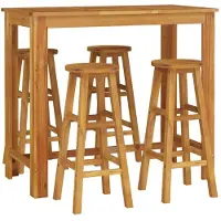 vidaXL Ensemble de bar de jardin 5 pièces en bois massif d'acacia