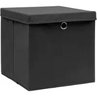 vidaXL Boîtes de rangement avec couvercles 10 pcs. 28x28x28 cm noir