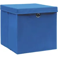 vidaXL Boîtes de rangement avec couvercles 10 pcs. 28x28x28 cm bleu