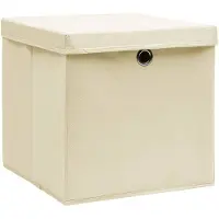 vidaXL Boîtes de rangement avec couvercles 10 pcs. 28x28x28 cm Crème
