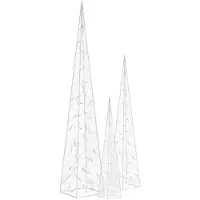 vidaXL Ensemble de cônes lumineux LED en acrylique décoratif bleu 60/90/120cm