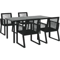 vidaXL Ensemble de jardin 5 pièces noir rotin PVC