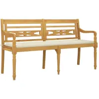 vidaXL Banc de jardin Batavia avec coussins Cremen 150 cm teck massif