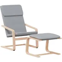 vidaXL Fauteuil relax avec pouf Tissu gris clair