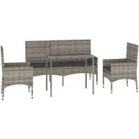vidaXL Ensemble salon de jardin 4 pièces avec coussins Gris Poly rotin
