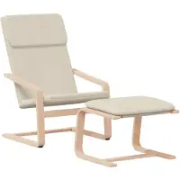 vidaXL Fauteuil relax avec pouf Crème Tissu