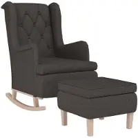 vidaXL Fauteuil à bascule avec tabouret Tissu gris foncé