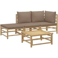 vidaXL Ensemble salon de jardin 4 pièces avec coussins taupe bambou