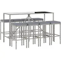 vidaXL Ensemble bar de jardin 9 pièces avec coussins Gris Poly rotin