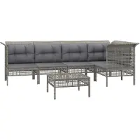vidaXL Ensemble salon de jardin 6 pièces avec coussins Gris Poly rotin