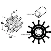 Finnord Tohatsu 2t 70/90/120/140hp Impeller Doré 20.3 x 65.75 x 35.2 mm