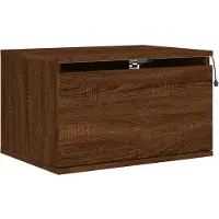 vidaXL Table de chevet murale avec lumières LED chêne marron