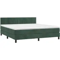 vidaXL Lit boxspring avec matelas & LED vert foncé 180x200 cm velours