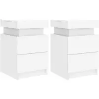 vidaXL Tables de chevet avec lumières LED 2 pcs blanc 35x39x55 cm