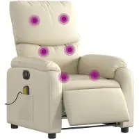vidaXL Fauteuil de massage électrique Crème similicuir