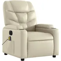 vidaXL Fauteuil de massage électrique Crème similicuir