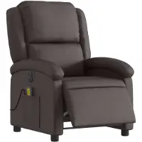 vidaXL Fauteuil de massage électrique marron foncé cuir véritable
