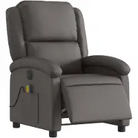 vidaXL Fauteuil de massage électrique gris cuir véritable