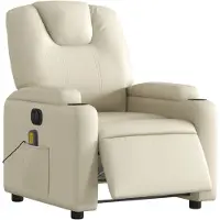 vidaXL Fauteuil de massage électrique Crème similicuir