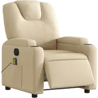 vidaXL Fauteuil de massage électrique Crème Tissu