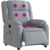 vidaXL Fauteuil de massage électrique Tissu gris clair