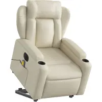 vidaXL Fauteuil de massage avec releveur électrique Crème similicuir