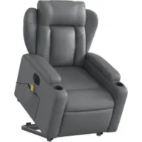 vidaXL Fauteuil de massage avec releveur électrique Gris Similicuir