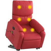 vidaXL Fauteuil de massage avec releveur Rouge similicuir
