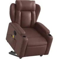 vidaXL Fauteuil de massage avec releveur électrique brun similicuir