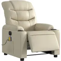 vidaXL Fauteuil de massage électrique Crème similicuir