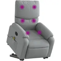 vidaXL Fauteuil de massage avec releveur Gris clair Tissu