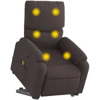 vidaXL Fauteuil de massage avec releveur Tissu marron foncé