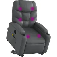 vidaXL Fauteuil de massage avec releveur électrique Gris Similicuir
