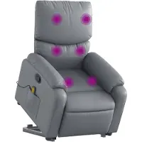 vidaXL Fauteuil inclinable de massage Gris Similicuir