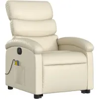vidaXL Fauteuil de massage avec releveur électrique Crème similicuir