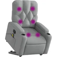 vidaXL Fauteuil de massage avec releveur Gris clair Tissu